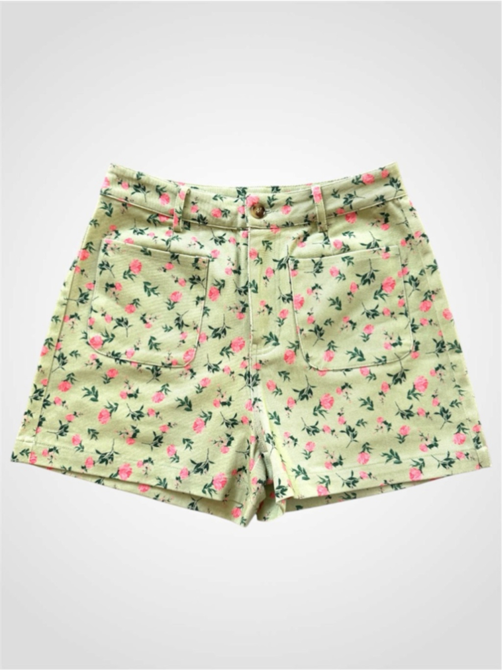 Entro Floral Print Shorts in Green Size S